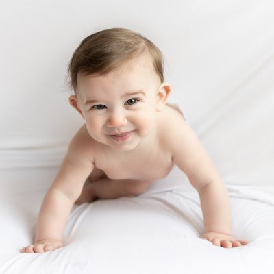 Baby milestone session of 8 month old boy