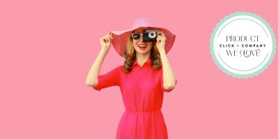 Female photographer on pink background with best photography products page