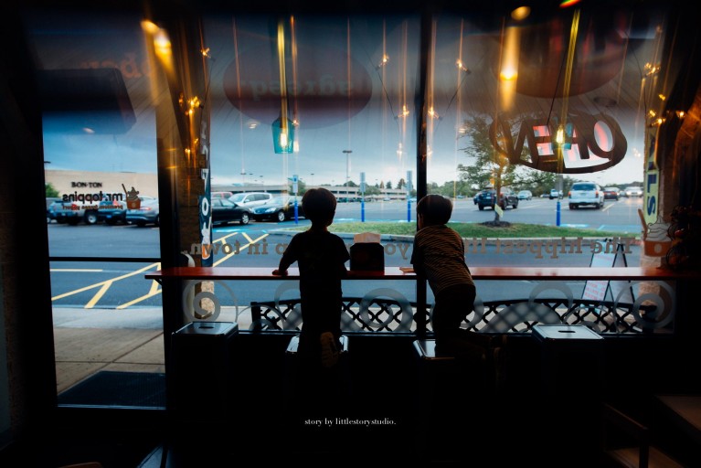 pic of boys sitting at a countertop in a Pittsburgh diner by Andrea Moffatt