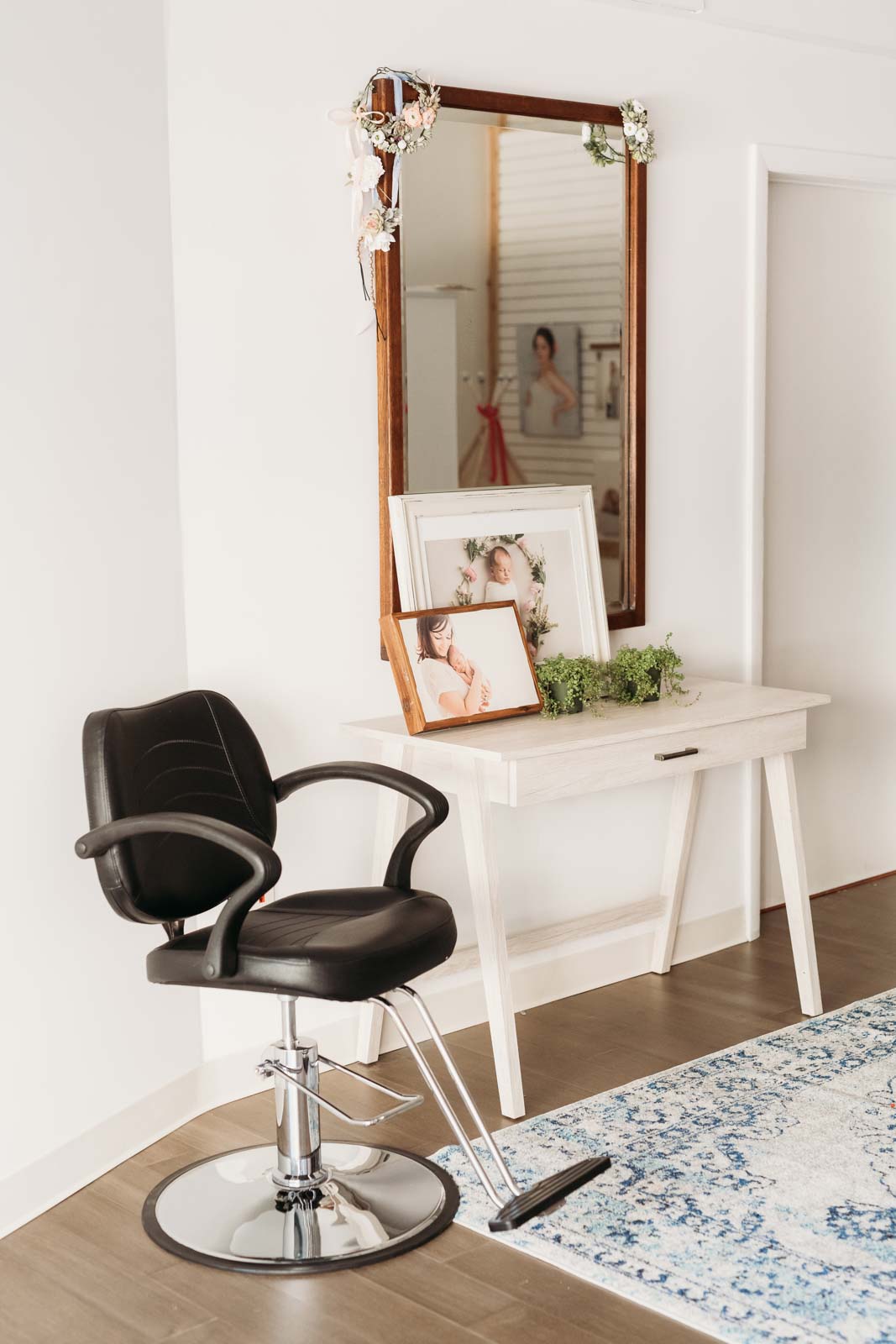 Finished Studio In Tampa Newborn Photography Studio-17 Client makeup area - after renovation