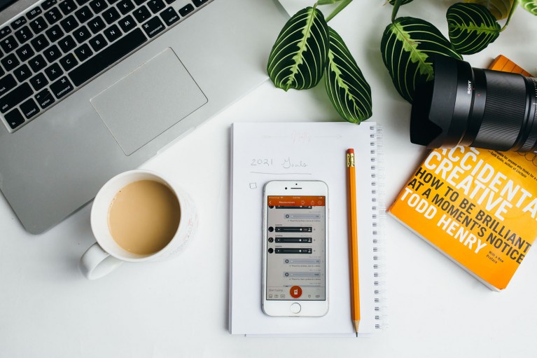 Photography goals app flat lay for 2021