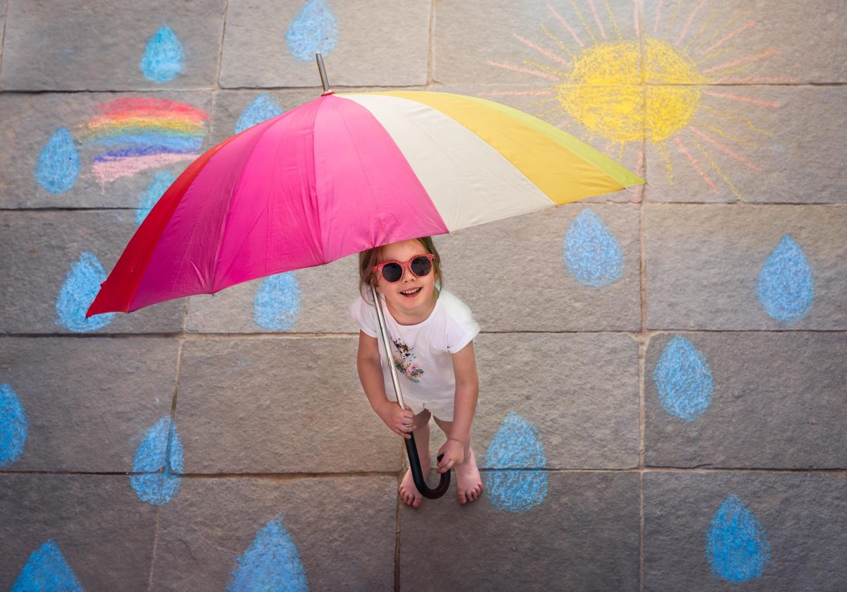 jillian-baudry-umbrella Girl with an umbrella on a sidewalk with chalk