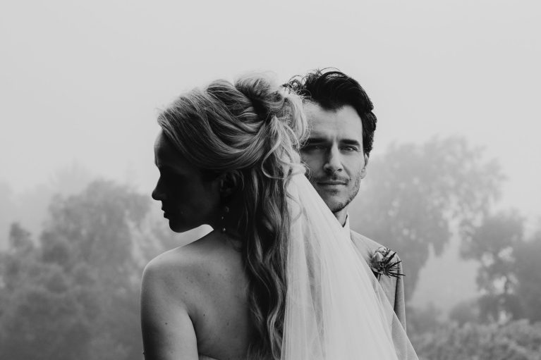 Portrait of bride and groom wins best wedding photo